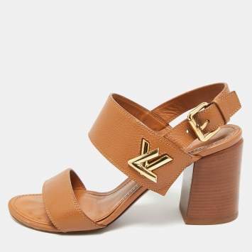 Pre Owned Louis Vuitton Brown Leather Horizon Ankle Strap Sandals Size 39