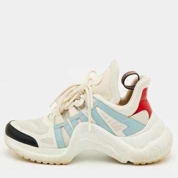 Pre Owned Louis Vuitton Archlight Size 40 Multicolor Fabric and Leather Lace Up Sneakers