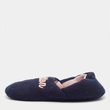 Pre Owned Louis Vuitton Dreamy Size 39 Navy Blue Wool Flats