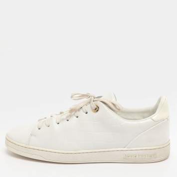 Pre Owned Louis Vuitton Frontrow Size 39 White Croc Embossed Leather Low Top Sneakers