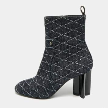 مملوكة مسبقًا Louis Vuitton Silhouette Size 39 Navy Blue Denim Ankle Length Boots