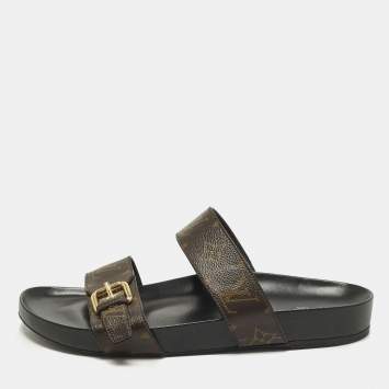 Pre Owned Louis Vuitton Bom Dia Size 41 Monogram Canvas Flat Slide Sandals