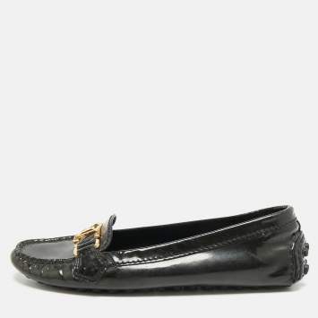 Pre Owned Louis Vuitton Oxford Size 36 Black Patent Leather Loafers