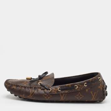 Pre Owned Louis Vuitton Gloria Size 40 Brown Monogram Canvas Flat Loafers 
