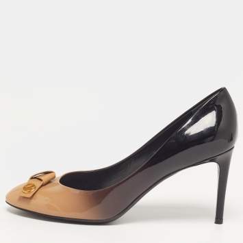 Pre Owned Louis Vuitton Fiance Size 39 Beige/Brown Patent Leather Pumps