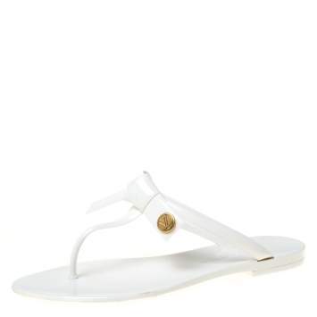 Pre Owned Louis Vuitton White Jelly Sea Star Thong Flats Size 37