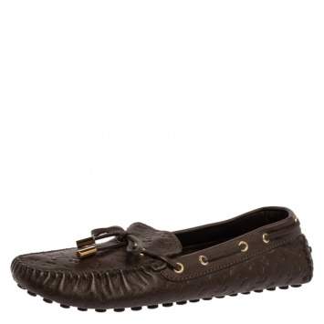 Pre Owned Louis Vuitton Brown Monogram Gloria Flat Loafers Size 39