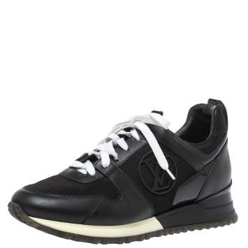 Pre Owned Louis Vuitton Black Leather And Mesh Run Away Low Top Sneakers Size 36.5