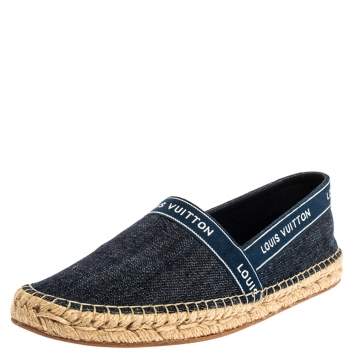 مملوكة مسبقًا Louis Vuitton Blue Denim Espadrille Slip on Sneakers Size 38.5