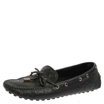Pre Owned Louis Vuitton Black Monogram Leather Gloria Loafers Size 39