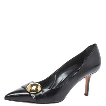 Pre Owned Louis Vuitton Black Leather Pointed Toe Pumps Size 36.5