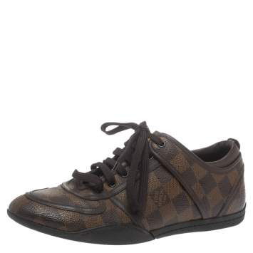Pre Owned Louis Vuitton Damier Ebene Canvas and Leather Boogie Sneakers Size 36.5
