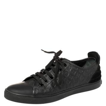 Pre Owned Louis Vuitton Black Monogram Empreinte Leather And Suede Low Top Sneakers Size 37