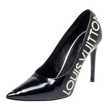 Pre Owned Louis Vuitton Black Leather Call Back Pointed Toe Pumps Size 37