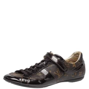 Pre Owned Louis Vuitton Monogram Canvas and Pattern Leather Sneakers Size 38.5