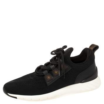 Pre Owned Louis Vuitton Black Mesh And Monogram Leather Sneakers Size 41