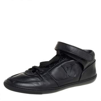 Pre Owned Louis Vuitton Black  Leather Vintage Velcro Strap Sneaker Size 38.5