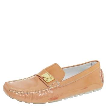 Pre Owned Louis Vuitton Beige Patent Leather Lombok Slip On Loafers Size 40