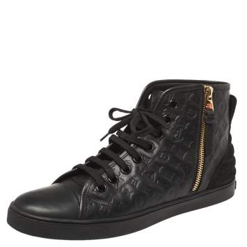 Pre Owned Louis Vuitton Black  Monogram Empreinte Leather Punchy High Top Sneaker Size 38.5