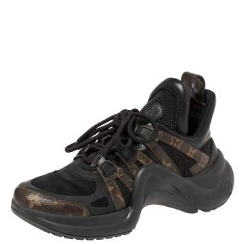 Pre Owned Louis Vuitton Black Monogram Canvas And Mesh LV Archlight Sneakers Size 38.5