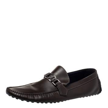 مملوكة مسبقًا Louis Vuitton Brown Leather Hockenheim Slip on Loafers Size 46