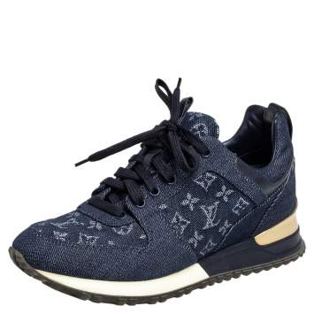 Pre Owned Louis Vuitton Blue Denim, Leather Run Away  Sneakers Size 37