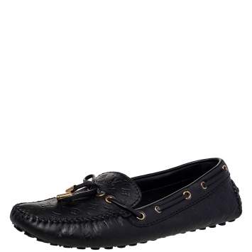 مملوكة مسبقًا Louis Vuitton Black Monogram Leather Bow Loafers Size 39