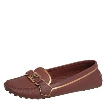 مملوكة مسبقًا Louis Vuitton Brown Leather Oxford Slip On Loafers Size 40