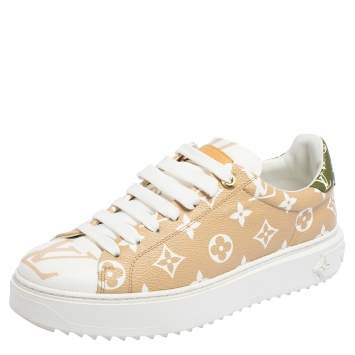 Pre Owned Louis Vuitton Beige/White Monogram Canvas Timeout Sneakers Size 39