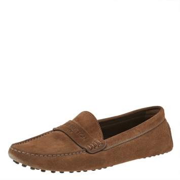 مملوكة مسبقًا Louis Vuitton Brown Suede Slip On Loafers Size 37