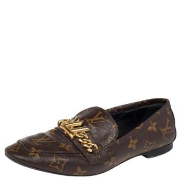 Pre Owned Louis Vuitton Monogram Coated Canvas  Upper Case Loafers Size 36