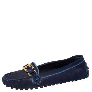 مملوكة مسبقًا Louis Vuitton Blue Suede Logo Ballet Flats Size 37