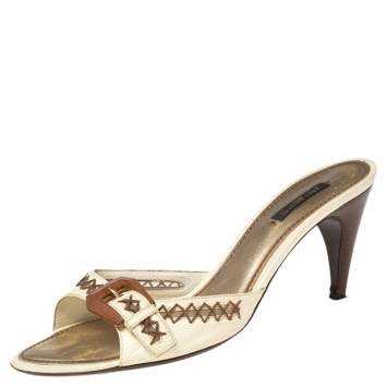 Louis Vuitton - Authenticated Lock It Sandal - Patent Leather Brown Plain for Women, Good Condition