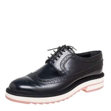 Louis Vuitton Black Brogue Leather Lace Up Derby Size 37.5