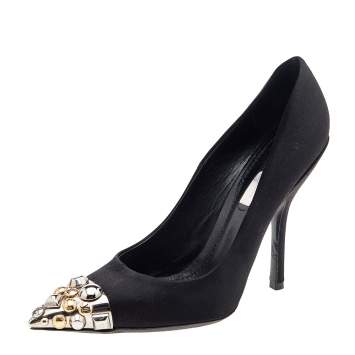 مملوكة مسبقًا Louis Vuitton Black Satin Bernice Studded Pumps Size 37.5
