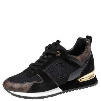 Pre Owned Louis Vuitton Brown/Black Canvas And Suede Run Away  Sneakers Size 38.5