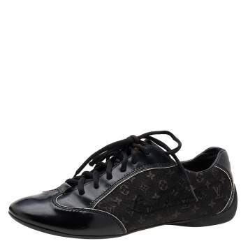 Pre Owned Louis Vuitton Black Monogram Canvas and Leather Low Top Sneakers Size 39