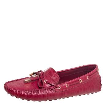 Pre Owned Louis Vuitton Red Epi Leather Gloria  Loafers  Size 40 