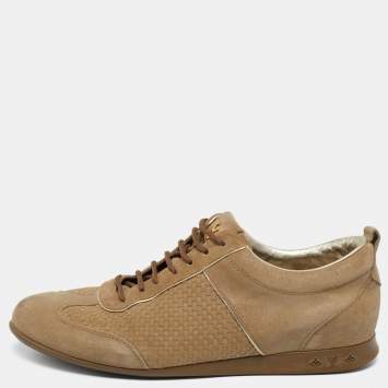 Pre Owned Louis Vuitton Beige Suede Low Top Sneakers Size 36.5