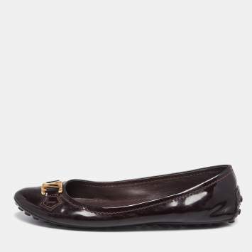 Pre Owned Louis Vuitton Burgundy Patent Leather Oxford Ballet Flats Size 39