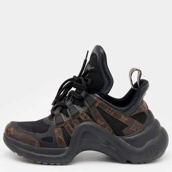 Pre Owned Louis Vuitton Brown/Black Monogram Canvas And Leather Archlight Sneakers Size 39