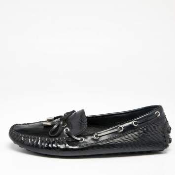 Pre Owned Louis Vuitton Black Epi Leather Arizona Bow Slip On Loafers Size 39