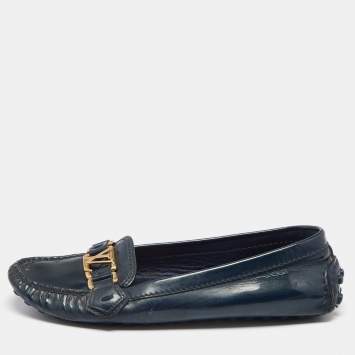 Pre Owned Louis Vuitton Midnight Blue Patent Leather Oxford Loafers Size 36.5