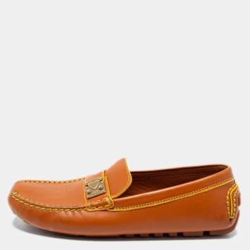 Pre Owned Louis Vuitton Tan Leather Lombok Loafers Size 37