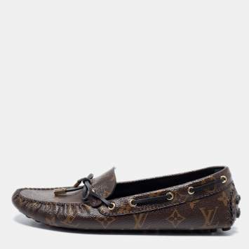 Pre Owned Louis Vuitton Brown Canvas Gloria Loafers Size 40