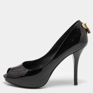 Pre Owned Louis Vuitton Black Patent Leather Oh Really! Peep Toe Pumps Size 36.5