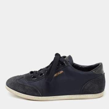 Pre Owned Louis Vuitton Navy Blue Suede and Nylon Low-Top Sneakers Size 37