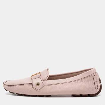 Pre Owned Louis Vuitton Pink Leather Monte Carlo Loafers Size 41