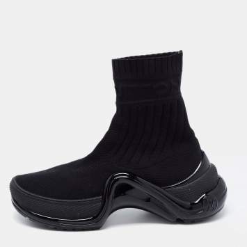 Pre Owned Louis Vuitton Black Knit Fabric  Sock Run Hight Top Sneakers Size 36.5