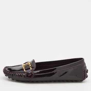 Pre Owned Louis Vuitton Amarante Patent Leather Oxford Slip On Loafers Size 37